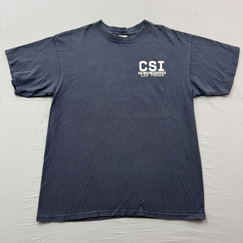 CSI Crime Scene Investigation Las Vegas T-Shirt Mens Large Navy Blue Anvil Tee